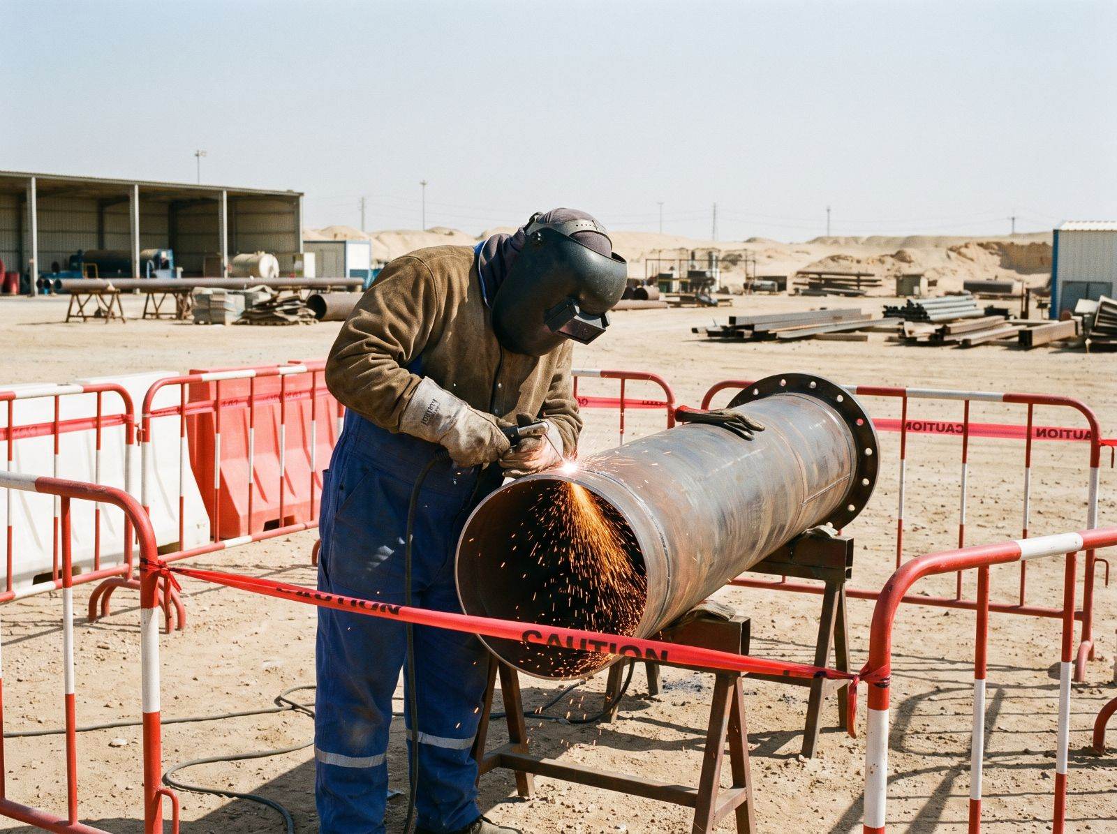 Welder in protective equipment